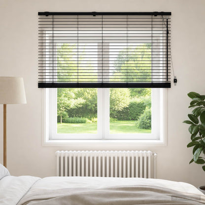 Venetian Blind Black 135 x 160 cm 35 mm Solid Paulownia Wood