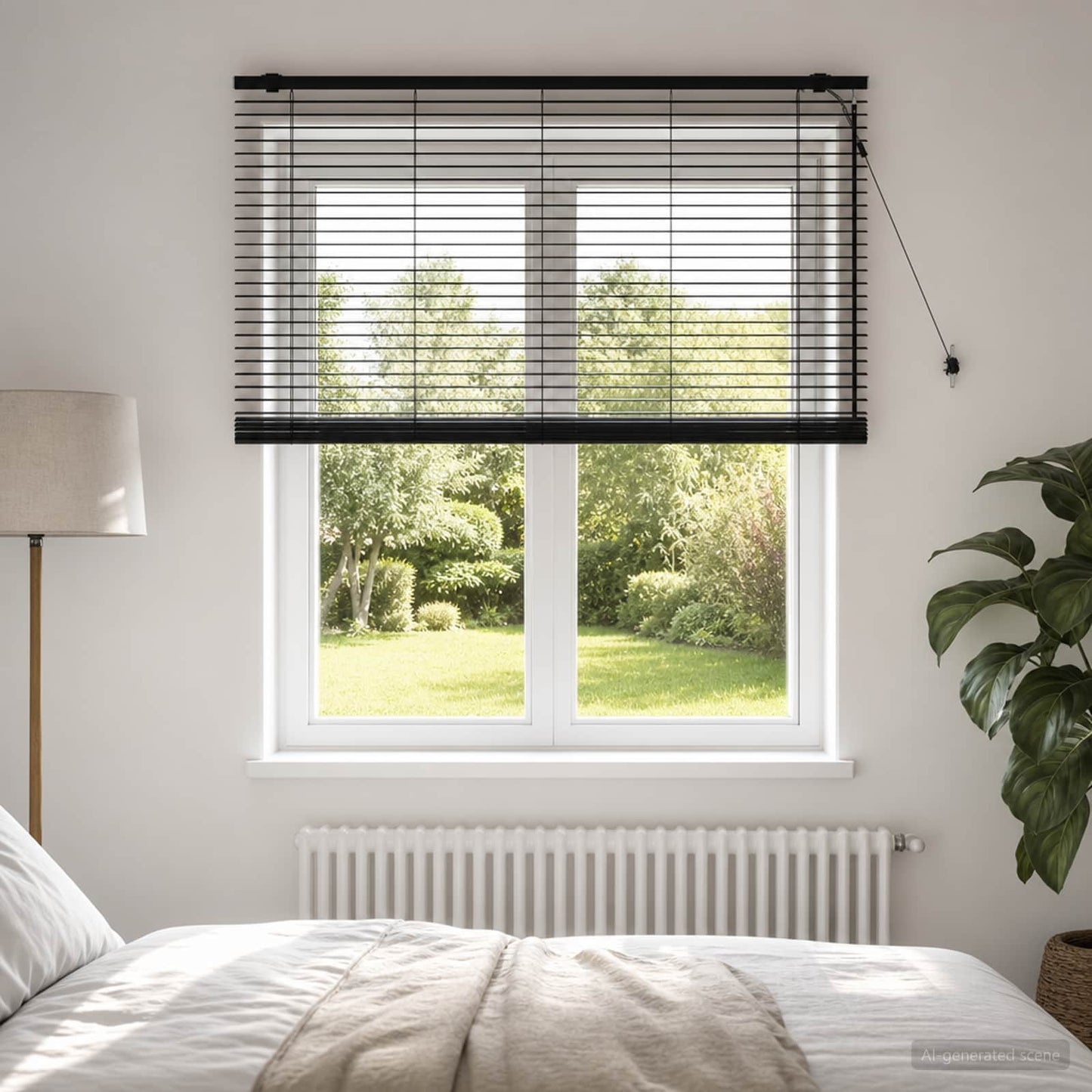 Venetian Blind Black 160 x 160 cm 35 mm Solid Paulownia Wood