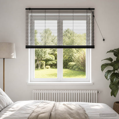 Venetian Blind Black 160 x 160 cm 35 mm Solid Paulownia Wood