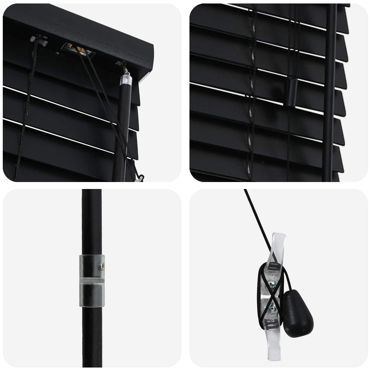 Venetian Blind Black 55 x 250 cm 35 mm Solid Paulownia Wood