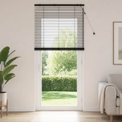 Venetian Blind Black 75 x 250 cm 35 mm Solid Paulownia Wood