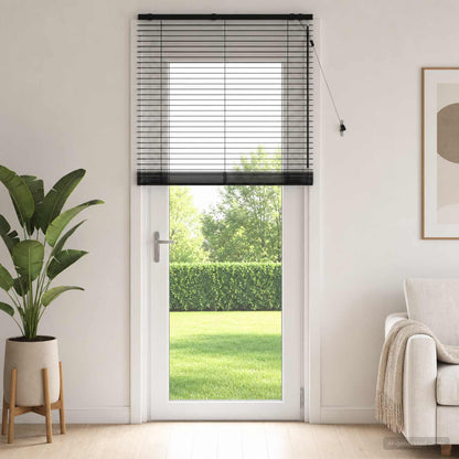 Venetian Blind Black 115 x 250 cm 35 mm Solid Paulownia Wood