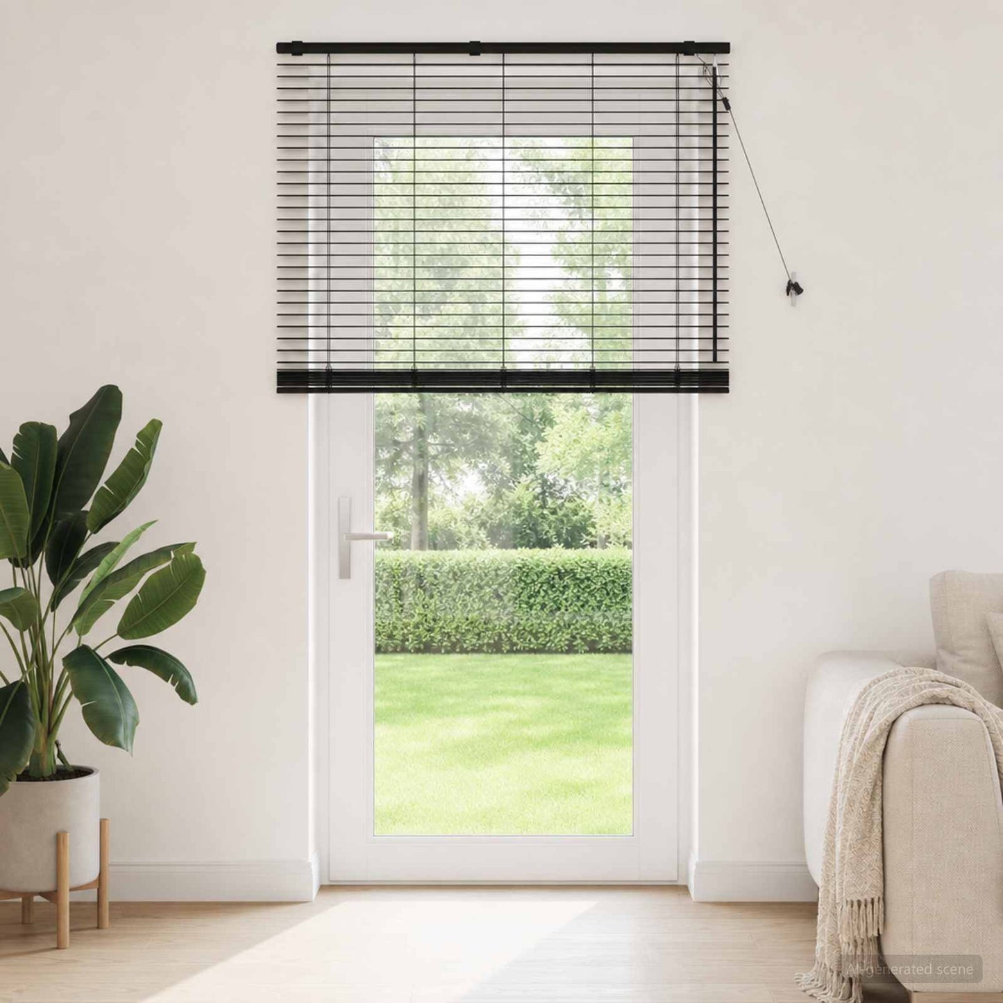 Venetian Blind Black 135 x 250 cm 35 mm Solid Paulownia Wood