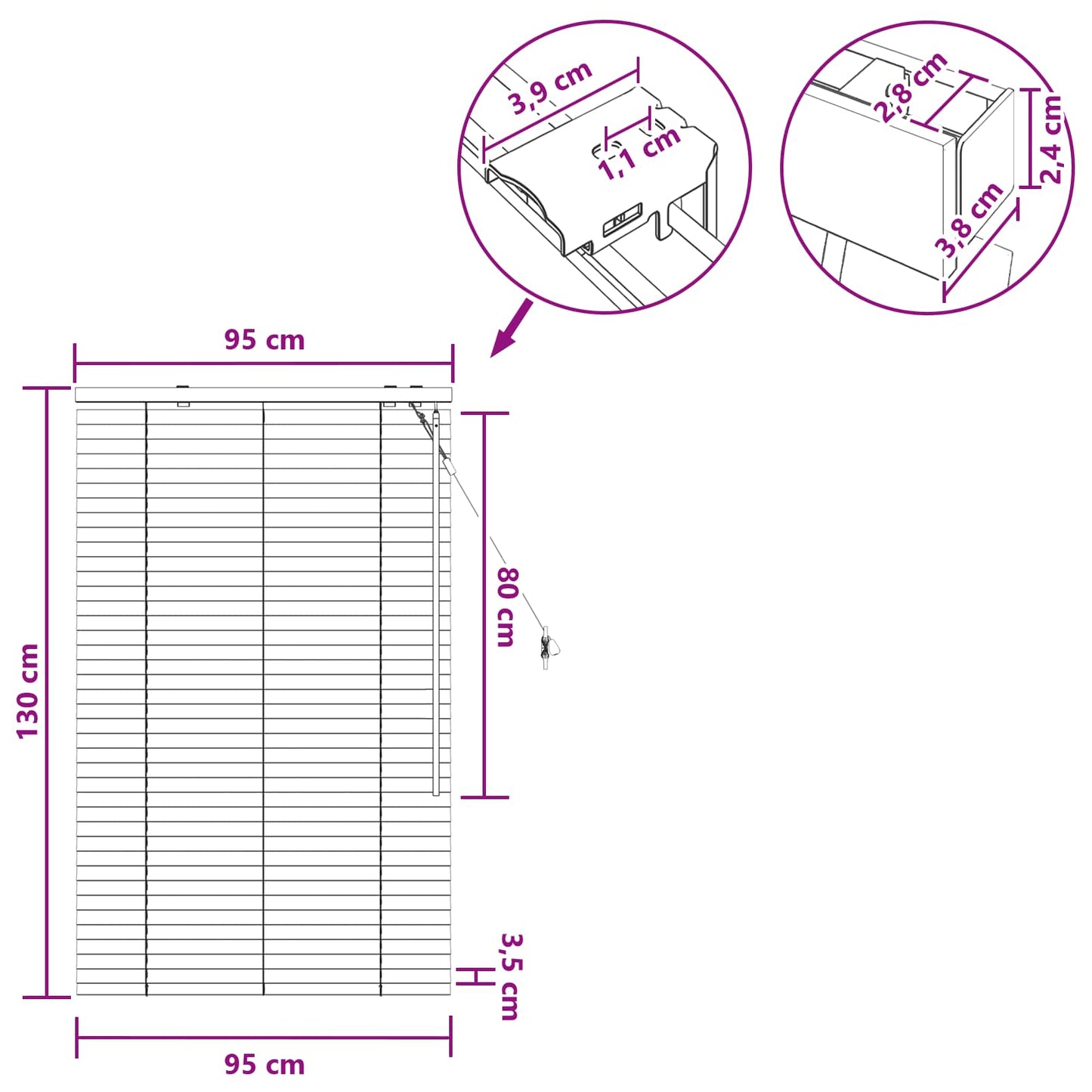 Venetian Blind Dark Brown 95 x 130 cm 35 mm
