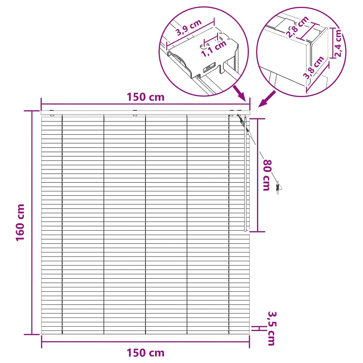 Venetian Blind Dark Brown 150 x 160 cm 35 mm