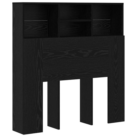 Headboard Cabinet Black Oak Engineered Wood