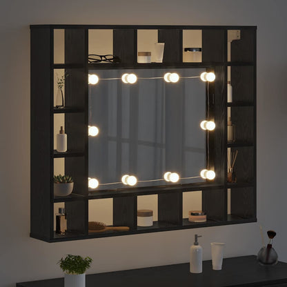 Mirror Cabinet Black Oak 91 x 15 x 76.5 cm Engineered Wood