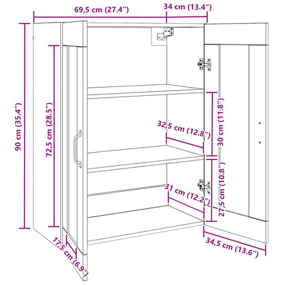 Storage Cabinet Wall-mounted Old Wood 69.5 x 34 x 90 cm