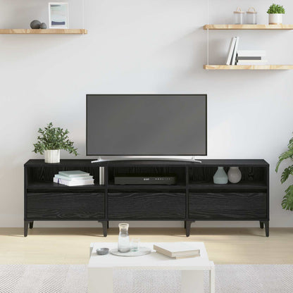 TV Cabinet Black Oak 150 x 30 x 45 cm Engineered Wood and Iron