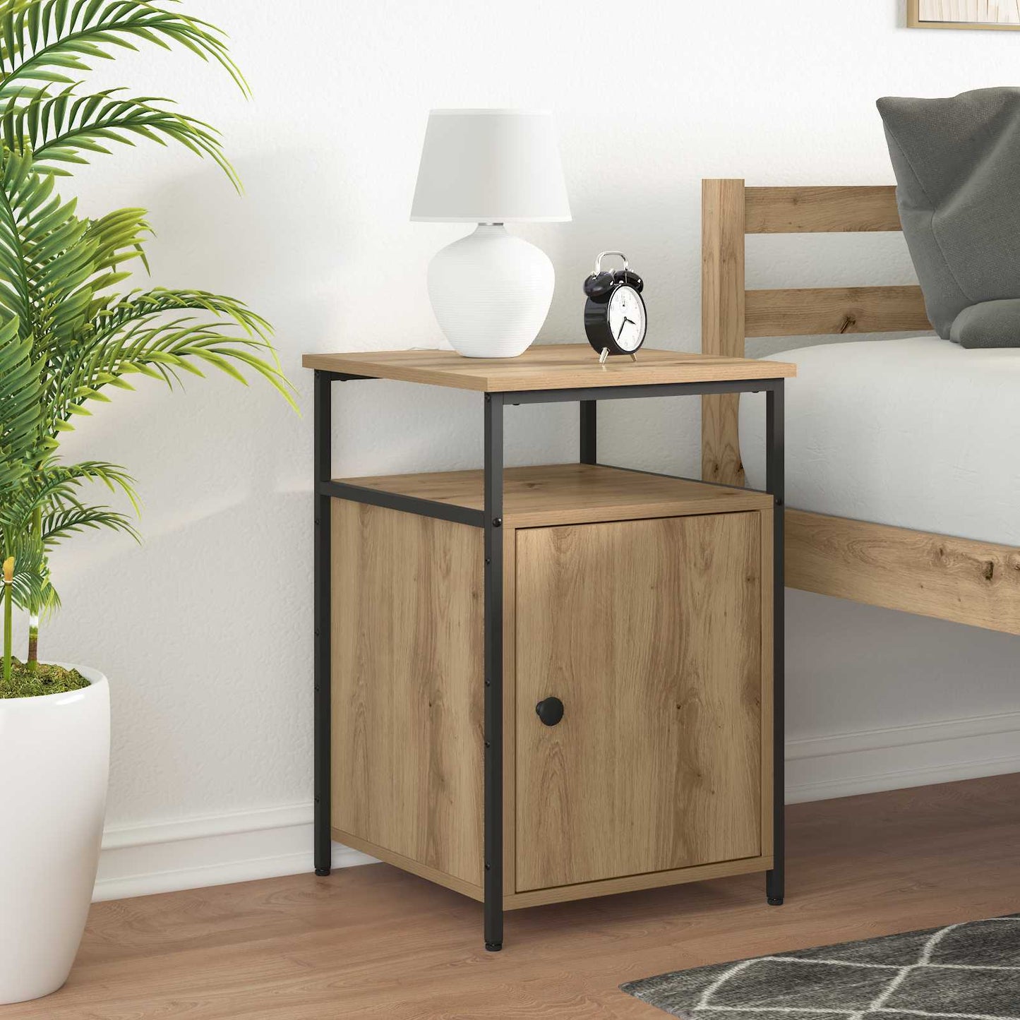 Bedside Cabinet with Drawer Artisan oak Engineered Wood