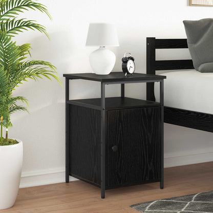 Bedside Cabinet with Drawer Black oak Engineered Wood