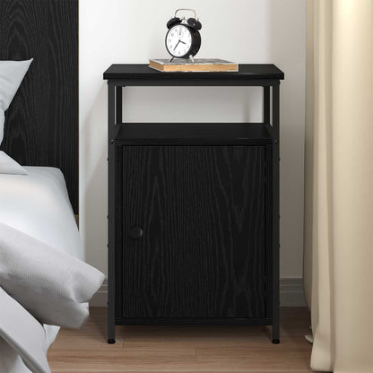 Bedside Cabinet with Drawer Black oak Engineered Wood