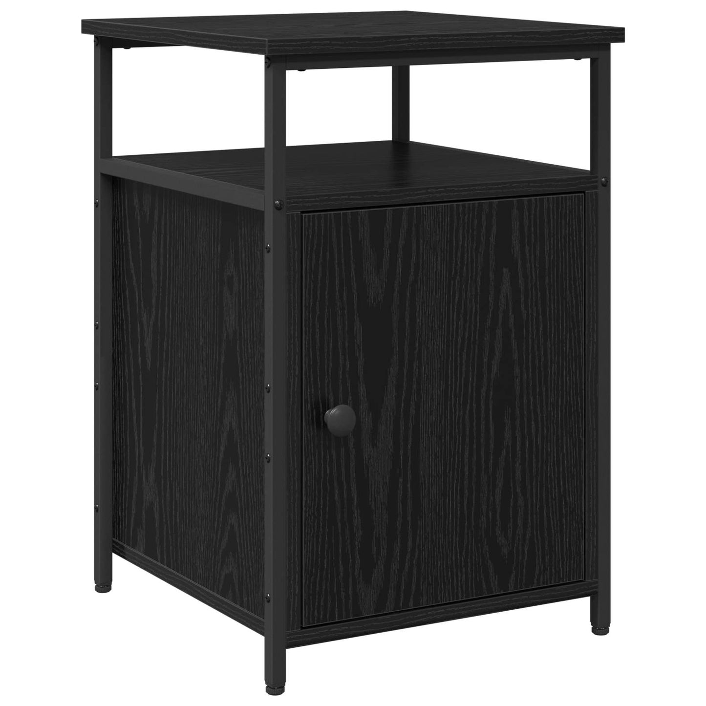 Bedside Cabinet with Drawer Black oak Engineered Wood
