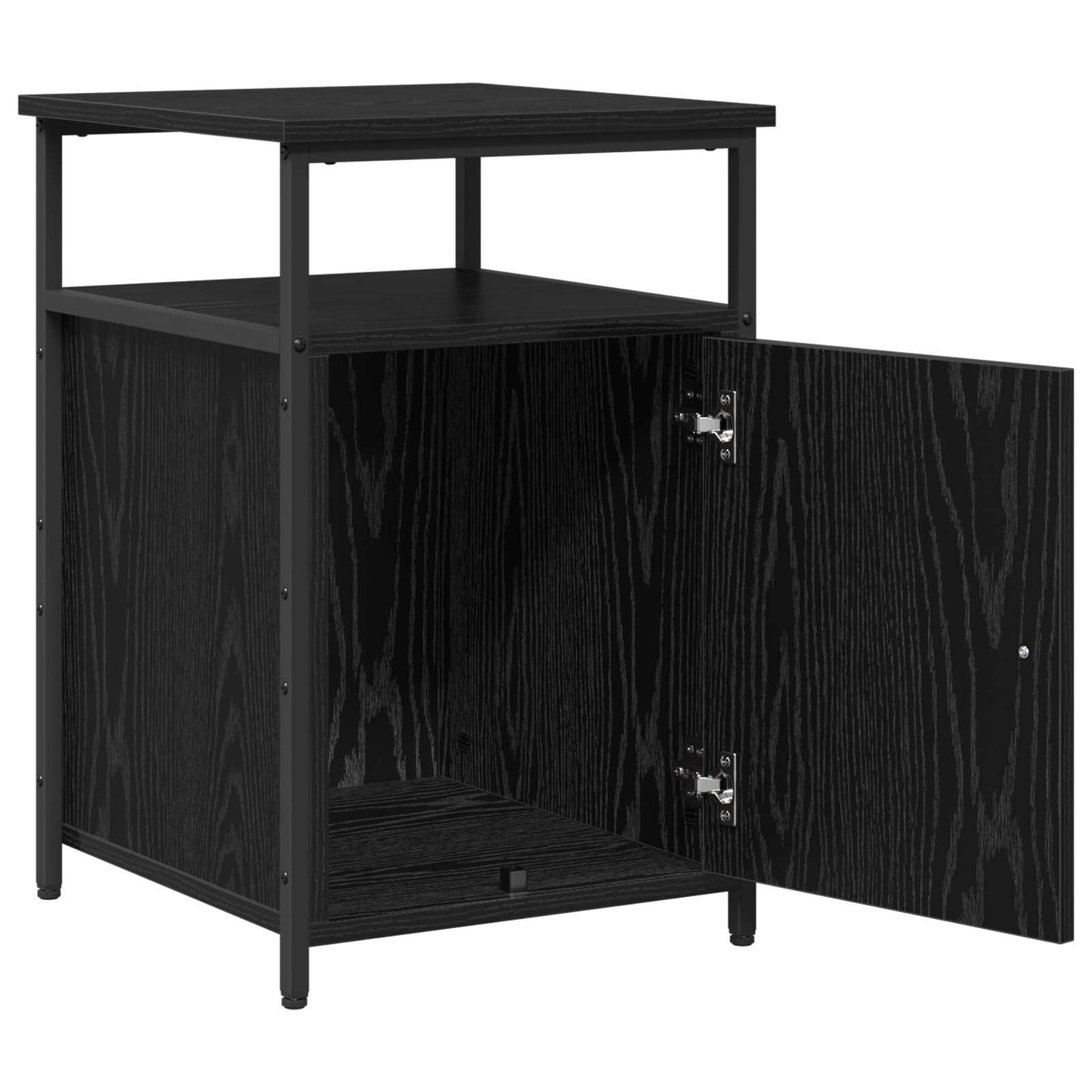 Bedside Cabinet with Drawer Black oak Engineered Wood