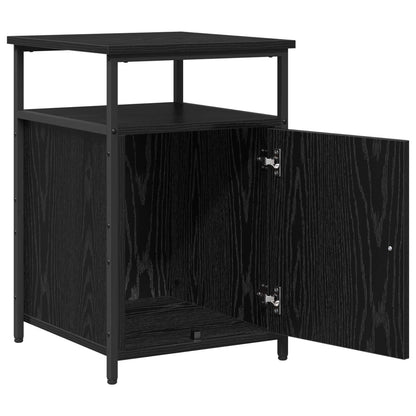 Bedside Cabinet with Drawer Black oak Engineered Wood