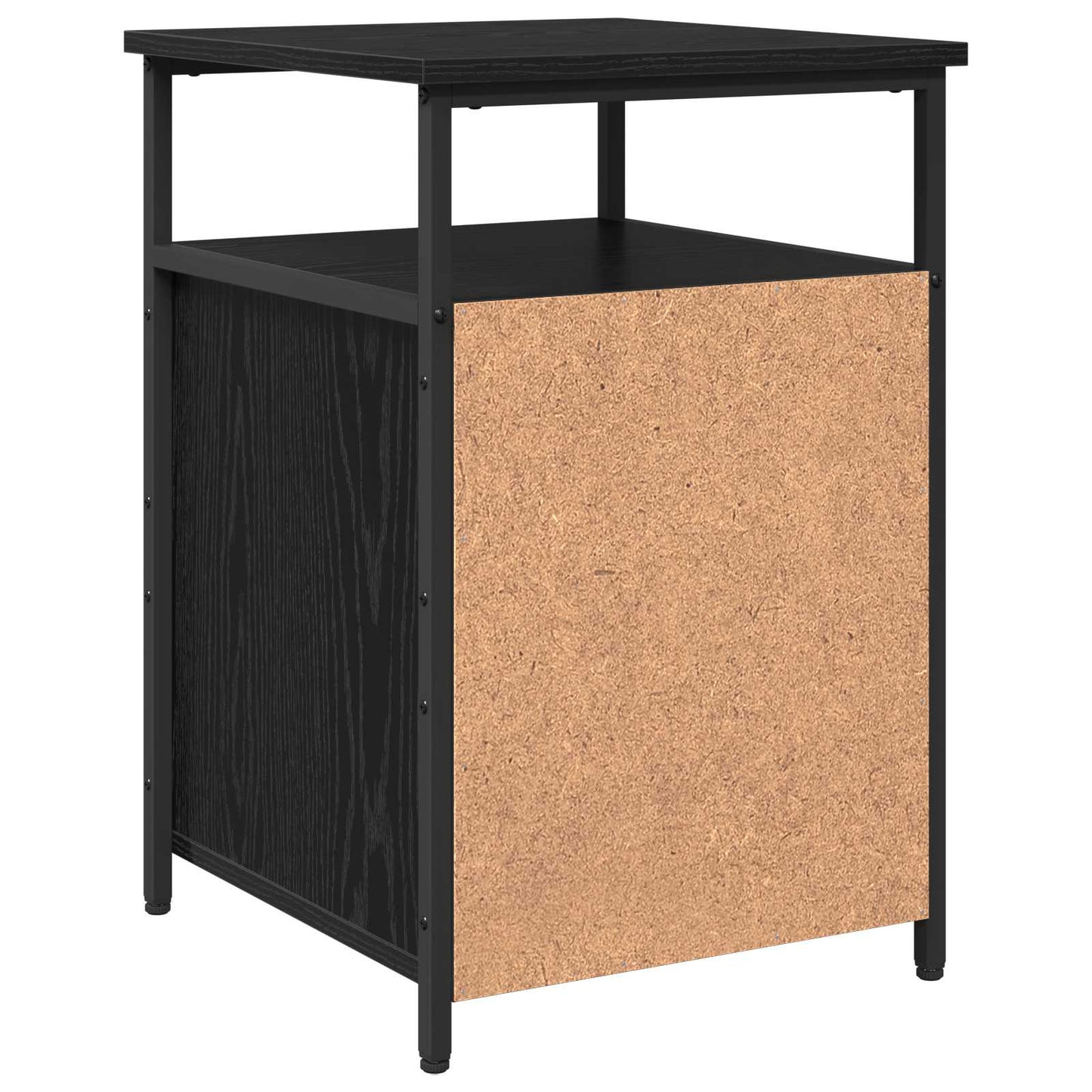 Bedside Cabinet with Drawer Black oak Engineered Wood