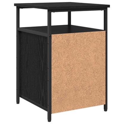 Bedside Cabinet with Drawer Black oak Engineered Wood