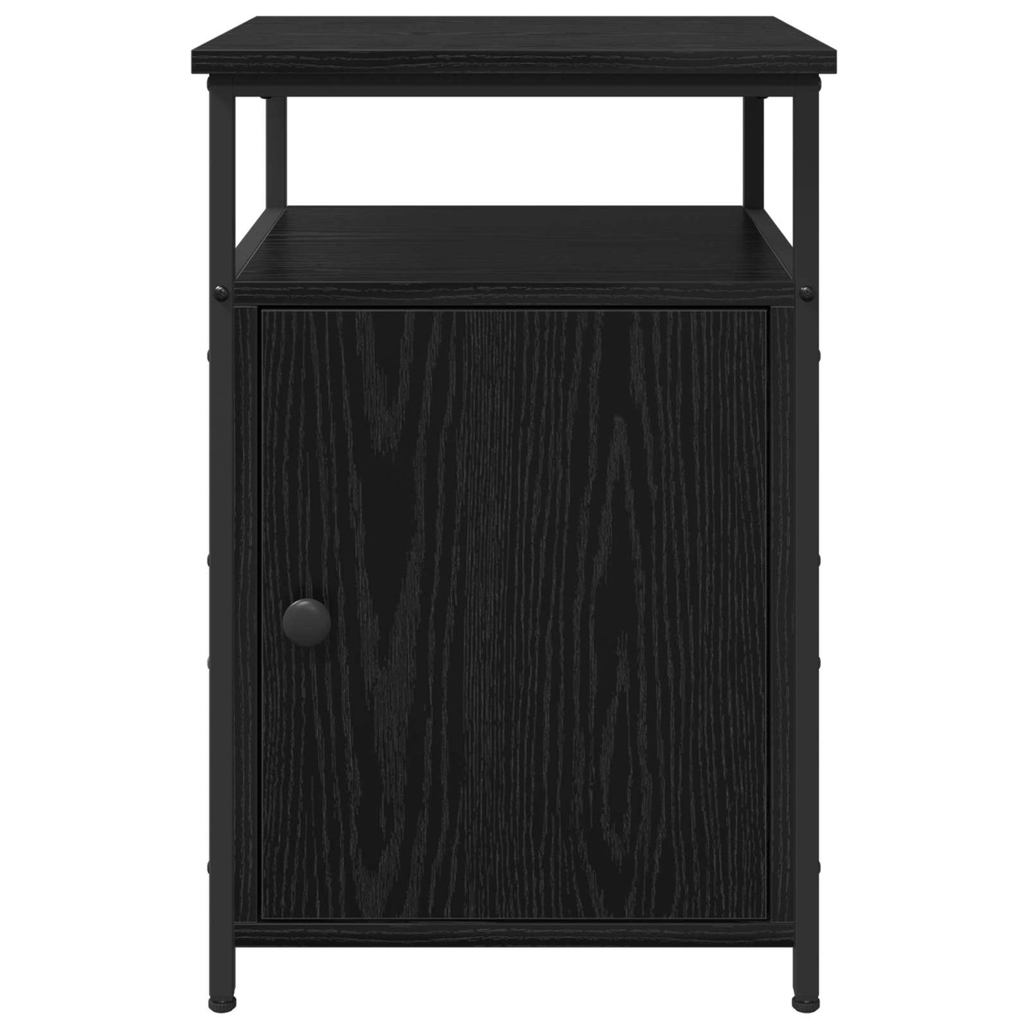 Bedside Cabinet with Drawer Black oak Engineered Wood