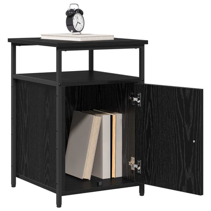 Bedside Cabinet with Drawer Black oak Engineered Wood