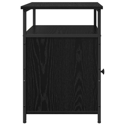 Bedside Cabinet with Drawer Black oak Engineered Wood