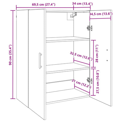 Wall Cabinet Black Oak 69.5 x 34 x 90 cm Engineered Wood