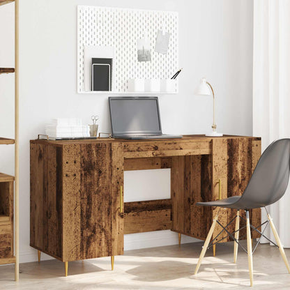 Desk with Shelf Old wood 140 x 50 x 75 cm Engineered wood