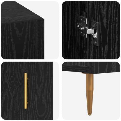 Desk with Shelf Black oak 140 x 50 x 75 cm Engineered wood