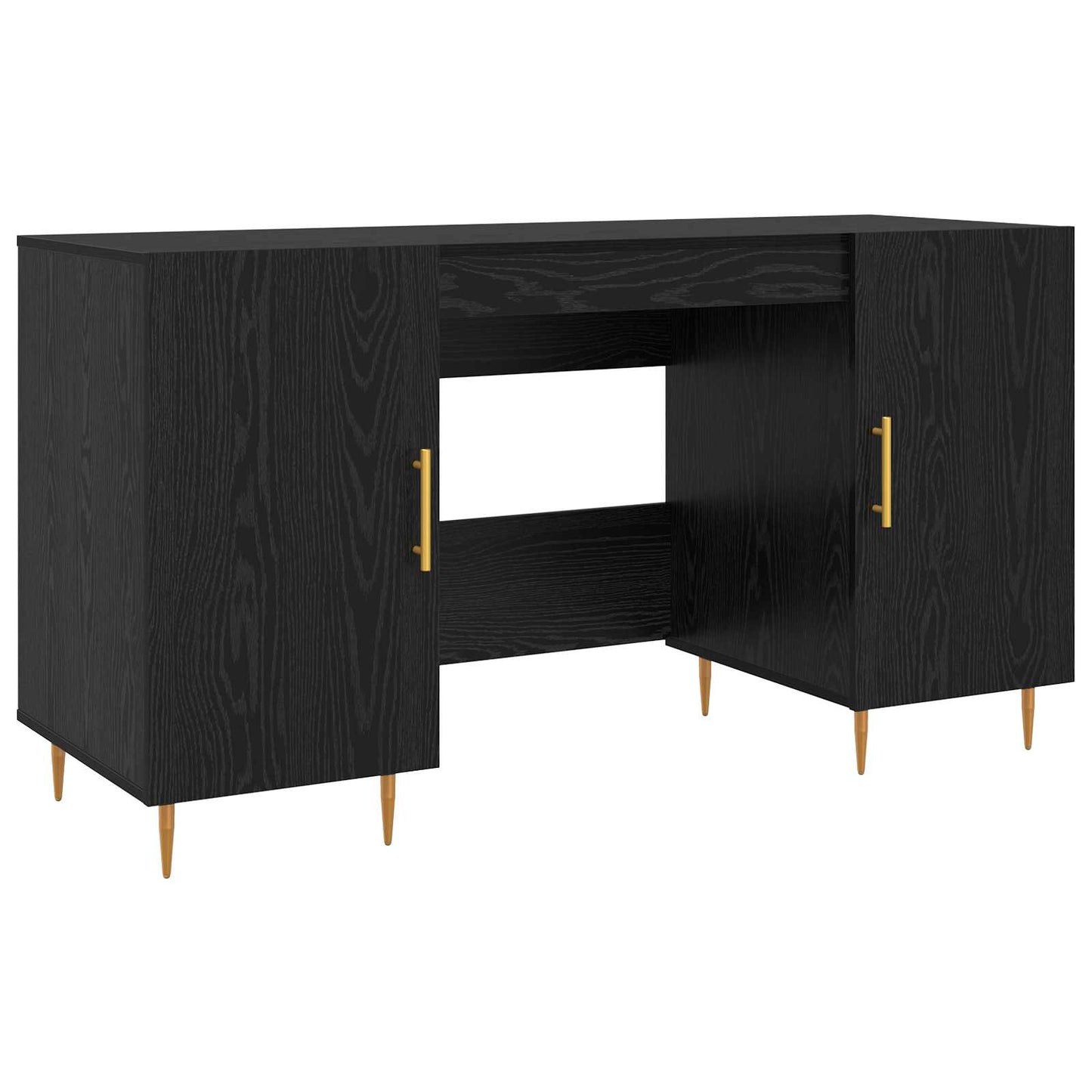 Desk with Shelf Black oak 140 x 50 x 75 cm Engineered wood