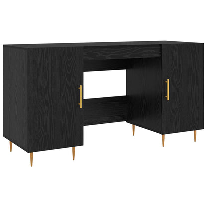 Desk with Shelf Black oak 140 x 50 x 75 cm Engineered wood