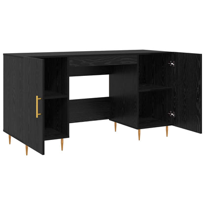 Desk with Shelf Black oak 140 x 50 x 75 cm Engineered wood