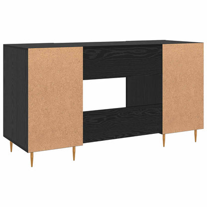 Desk with Shelf Black oak 140 x 50 x 75 cm Engineered wood