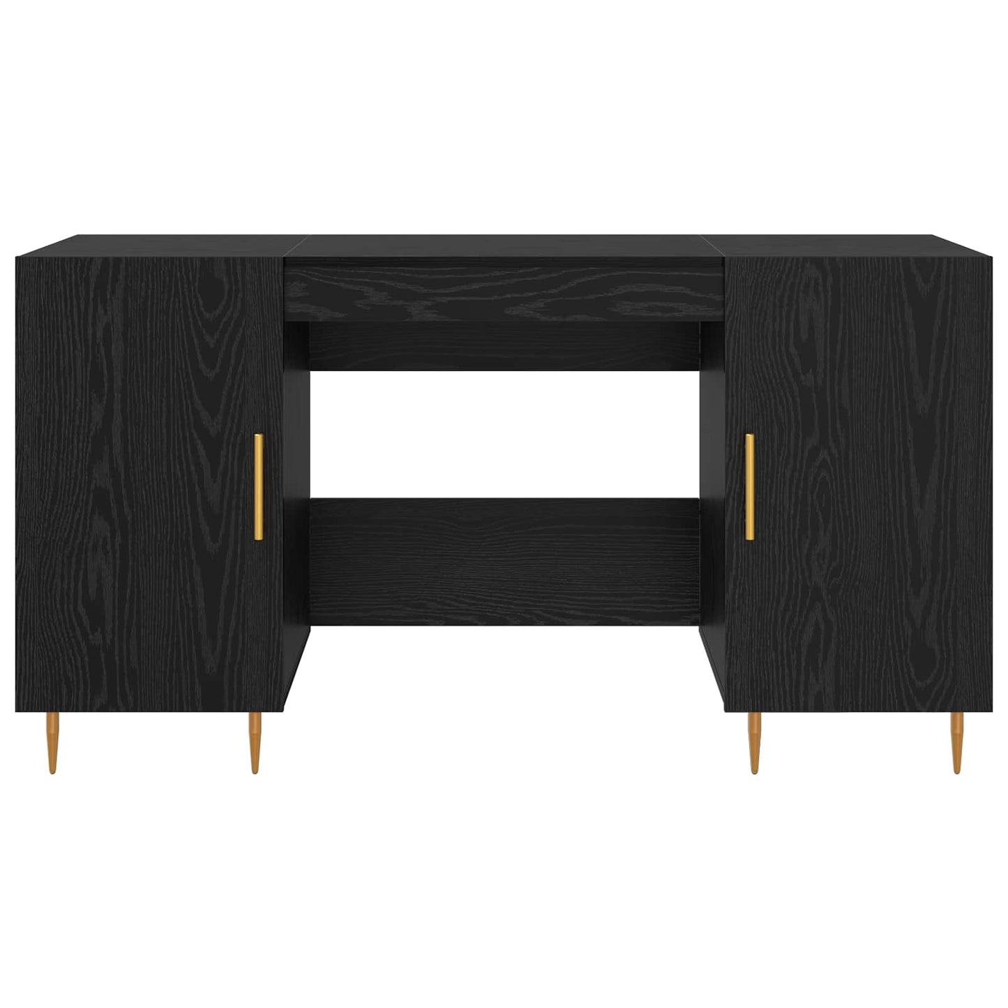 Desk with Shelf Black oak 140 x 50 x 75 cm Engineered wood