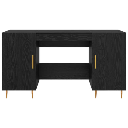 Desk with Shelf Black oak 140 x 50 x 75 cm Engineered wood