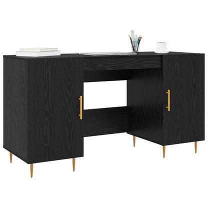 Desk with Shelf Black oak 140 x 50 x 75 cm Engineered wood