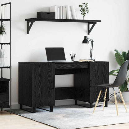 Desk with Shelf Black oak 140 x 50 x 75 cm Engineered wood