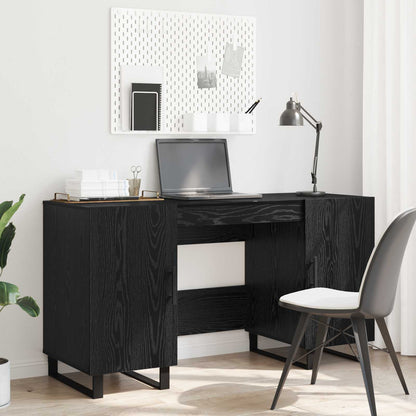Desk with Shelf Black oak 140 x 50 x 75 cm Engineered wood