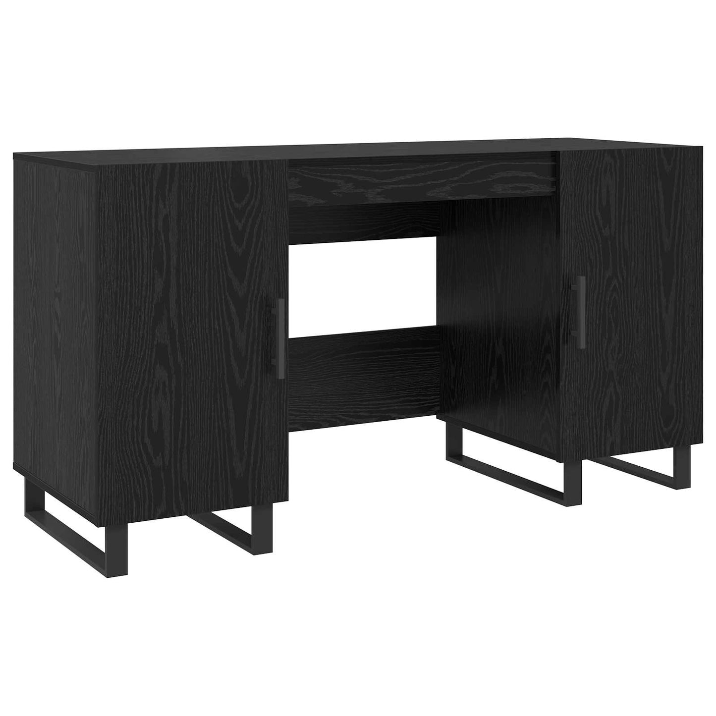 Desk with Shelf Black oak 140 x 50 x 75 cm Engineered wood