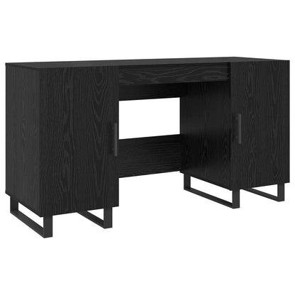 Desk with Shelf Black oak 140 x 50 x 75 cm Engineered wood