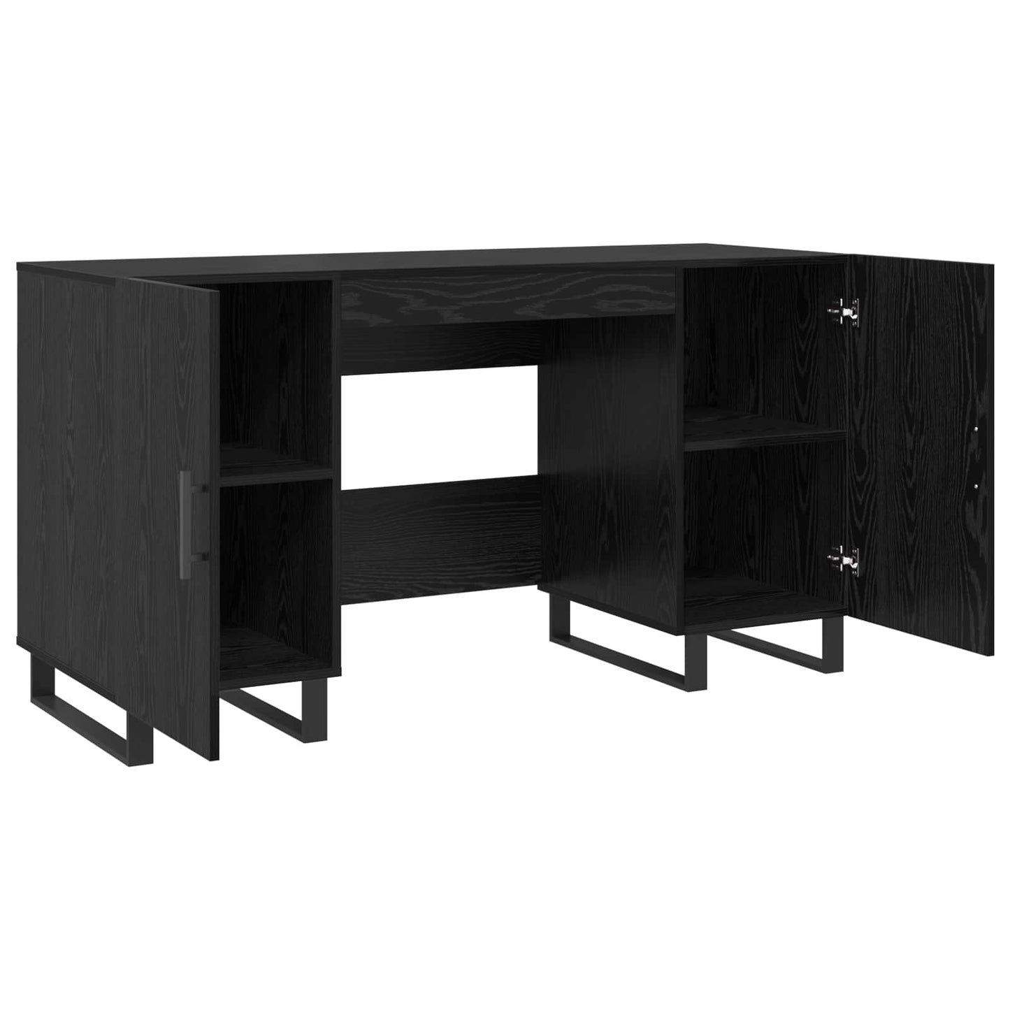 Desk with Shelf Black oak 140 x 50 x 75 cm Engineered wood
