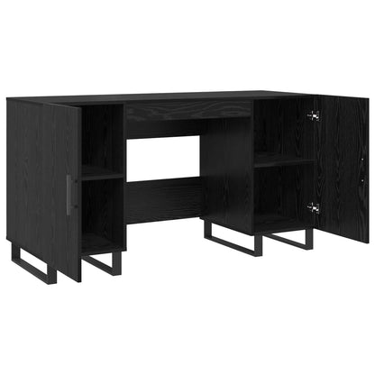 Desk with Shelf Black oak 140 x 50 x 75 cm Engineered wood