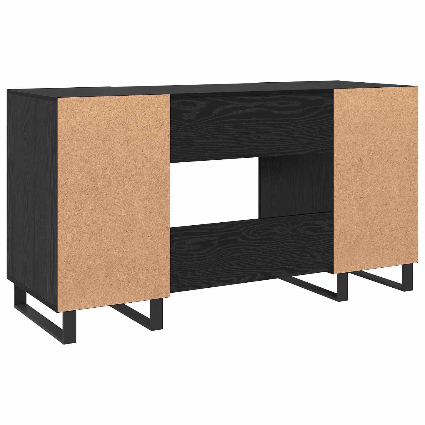 Desk with Shelf Black oak 140 x 50 x 75 cm Engineered wood
