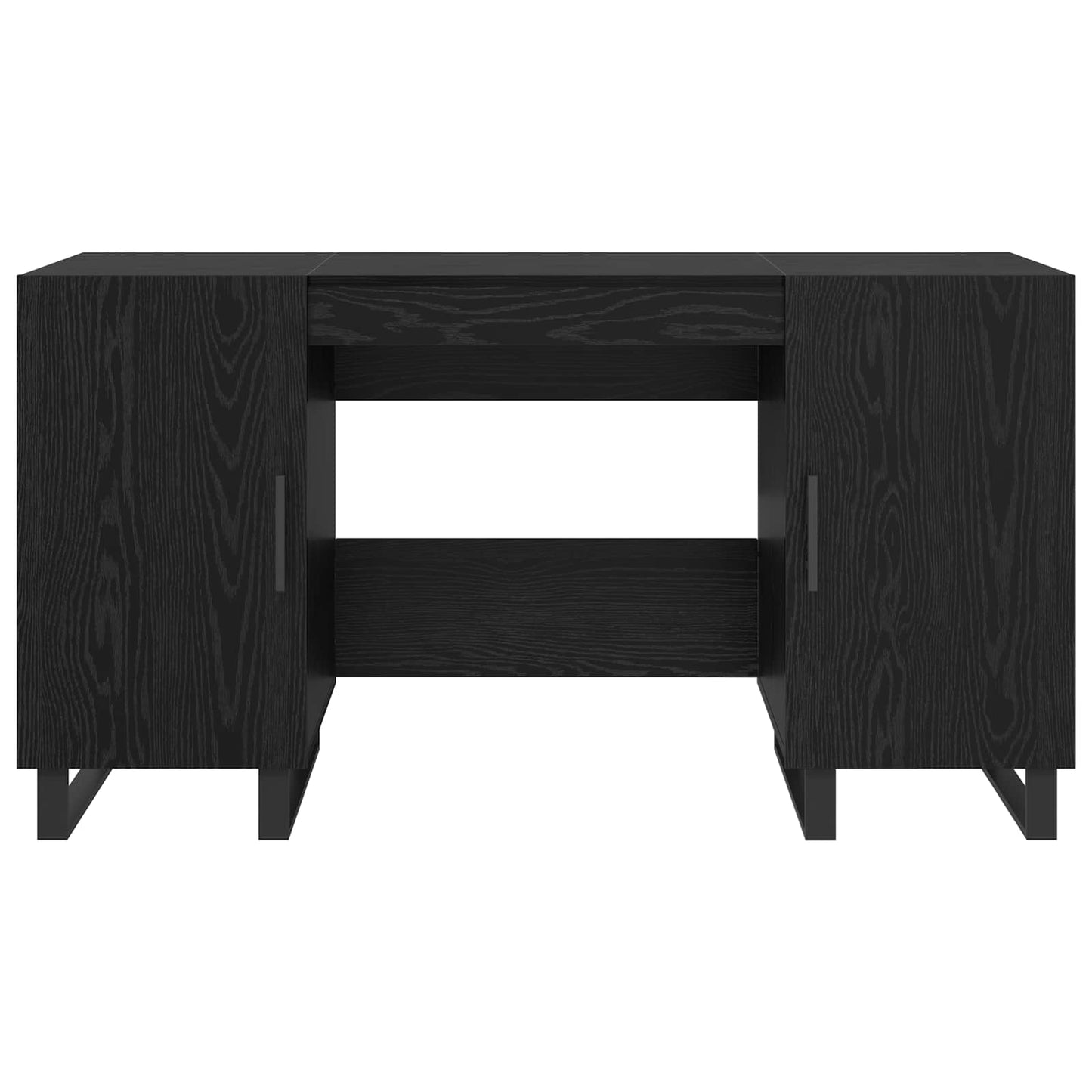 Desk with Shelf Black oak 140 x 50 x 75 cm Engineered wood