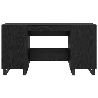 Desk with Shelf Black oak 140 x 50 x 75 cm Engineered wood