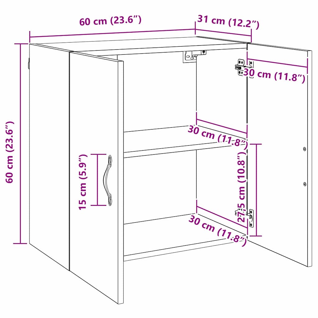 Wall-Mounted Cabinet 60 x 31 x 60 cm Engineered Wood