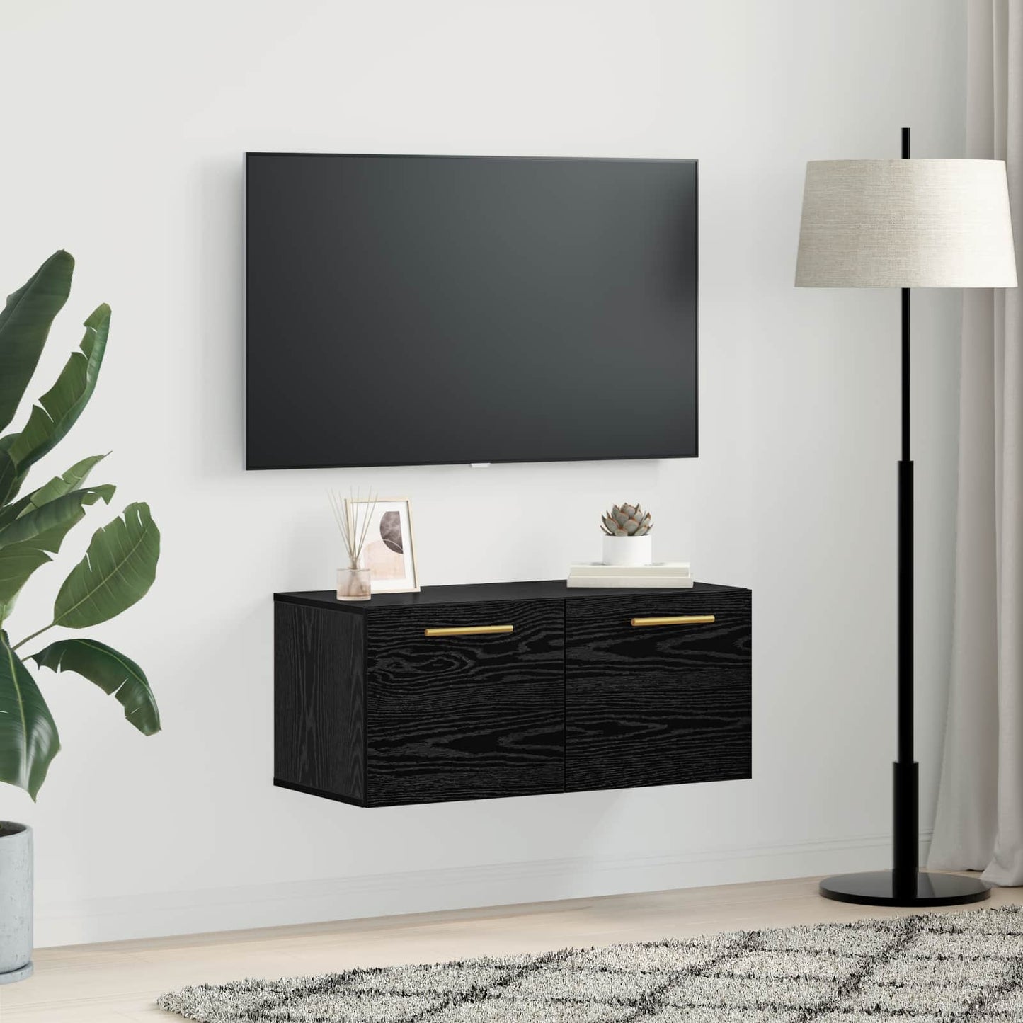 Wall Cabinet Black oak 80 x 36.5 x 35 cm Engineered wood