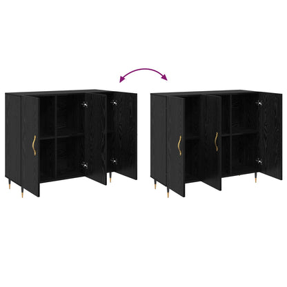 Sideboard Black Oak 90 x 34 x 80 cm Engineered Wood