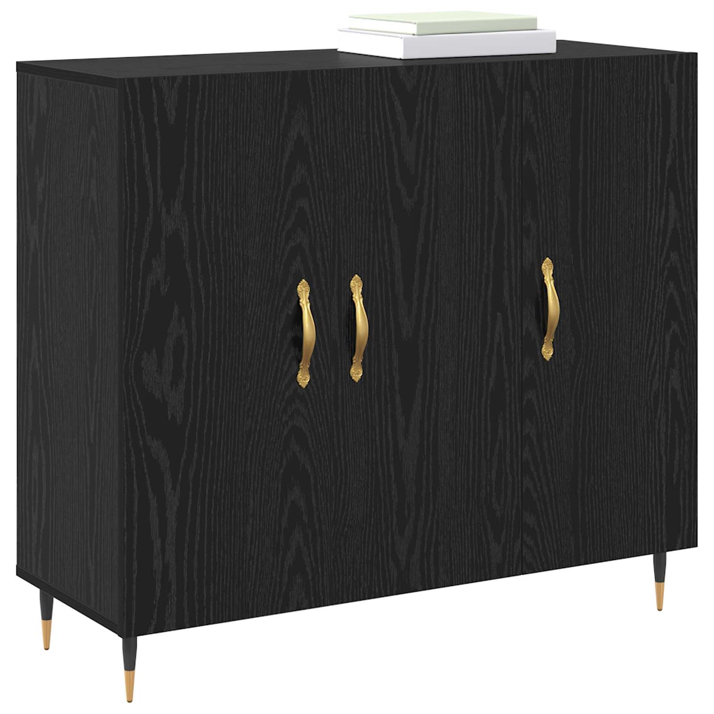 Sideboard Black Oak 90 x 34 x 80 cm Engineered Wood