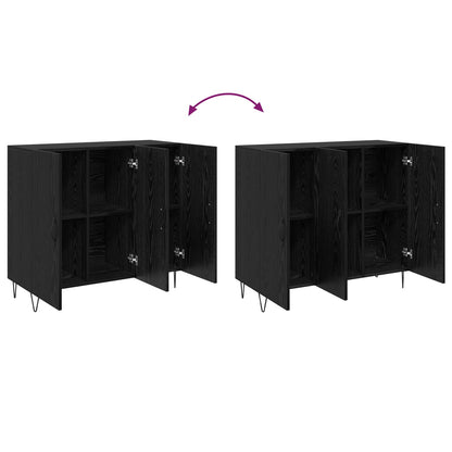 Sideboard Black Oak 90 x 32.5 x 80 cm Engineered Wood