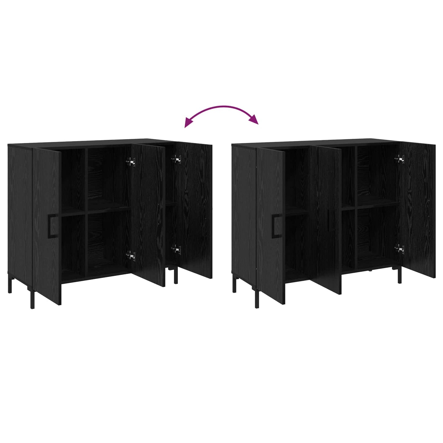 Sideboard Black Oak 90 x 34 x 80 cm Engineered Wood