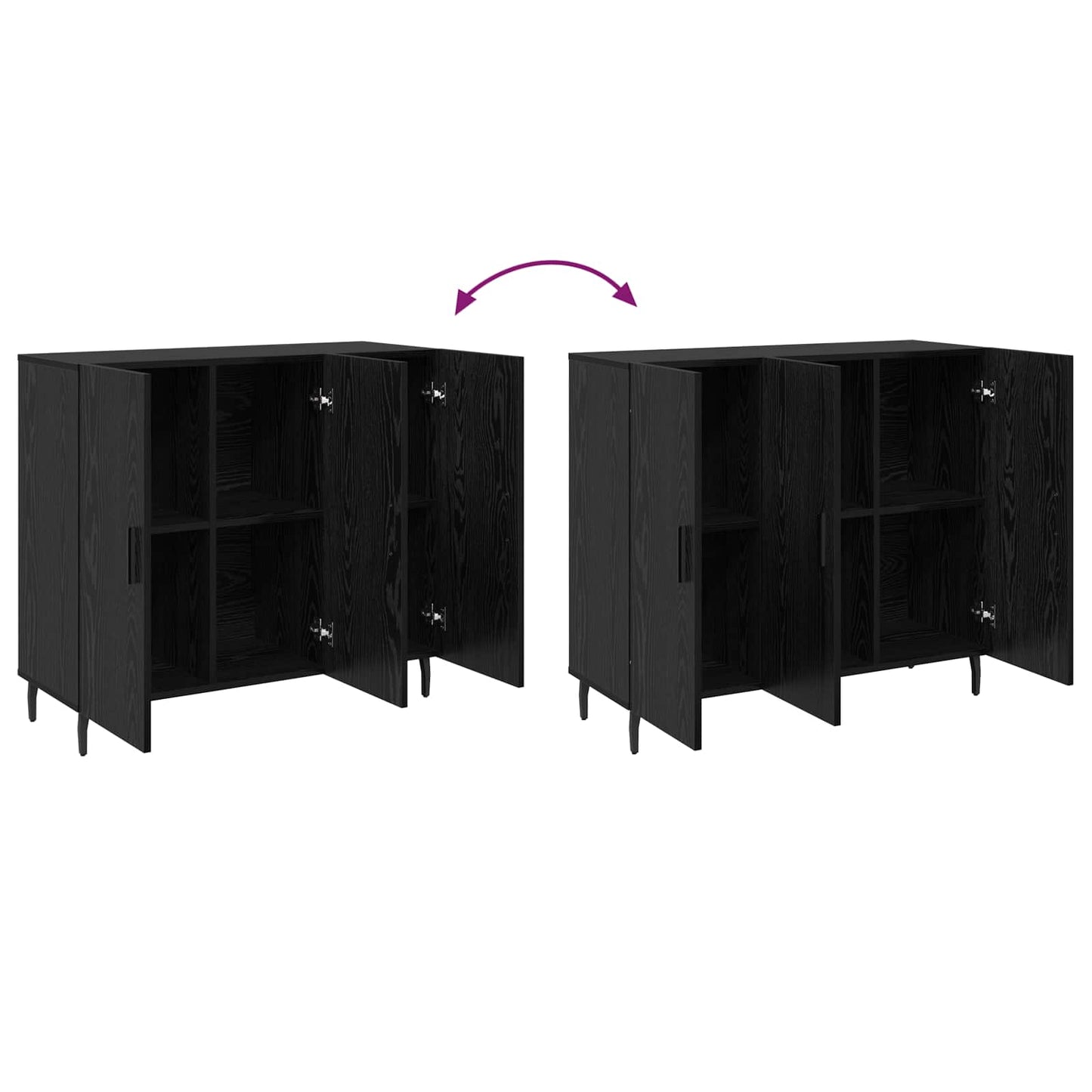 Sideboard Black Oak 90 x 34 x 80 cm Engineered Wood
